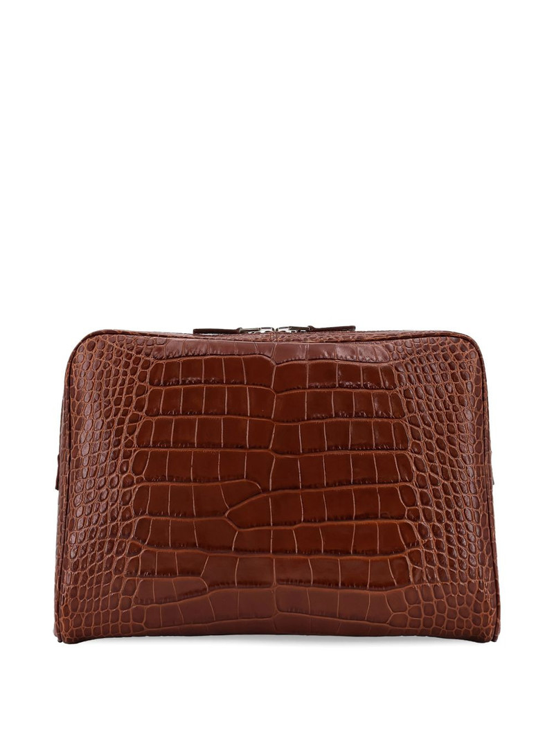 TOM FORD embossed-leather zip clutch bag outlook