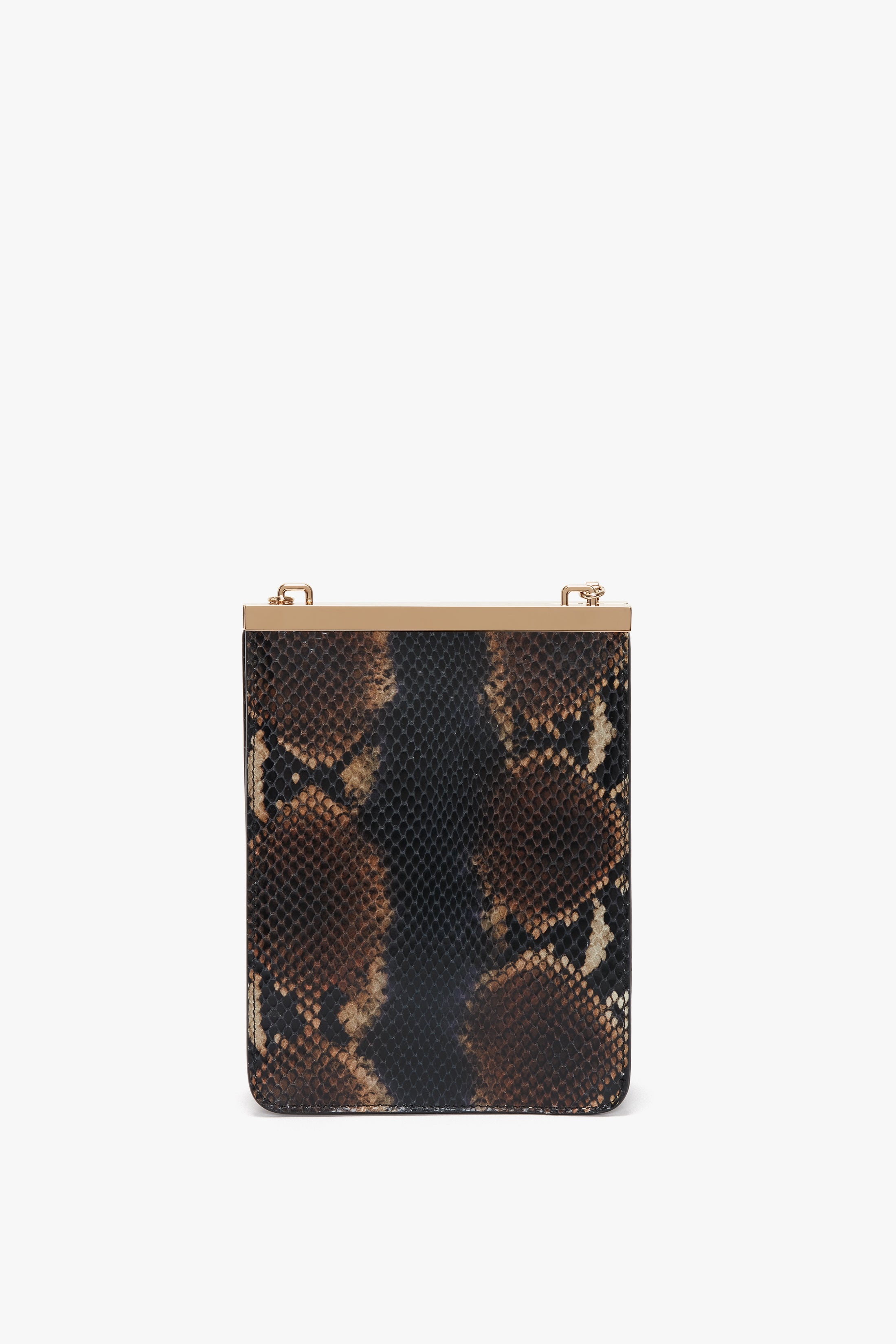 Frame Purse In Navy-Brown Leather - 4