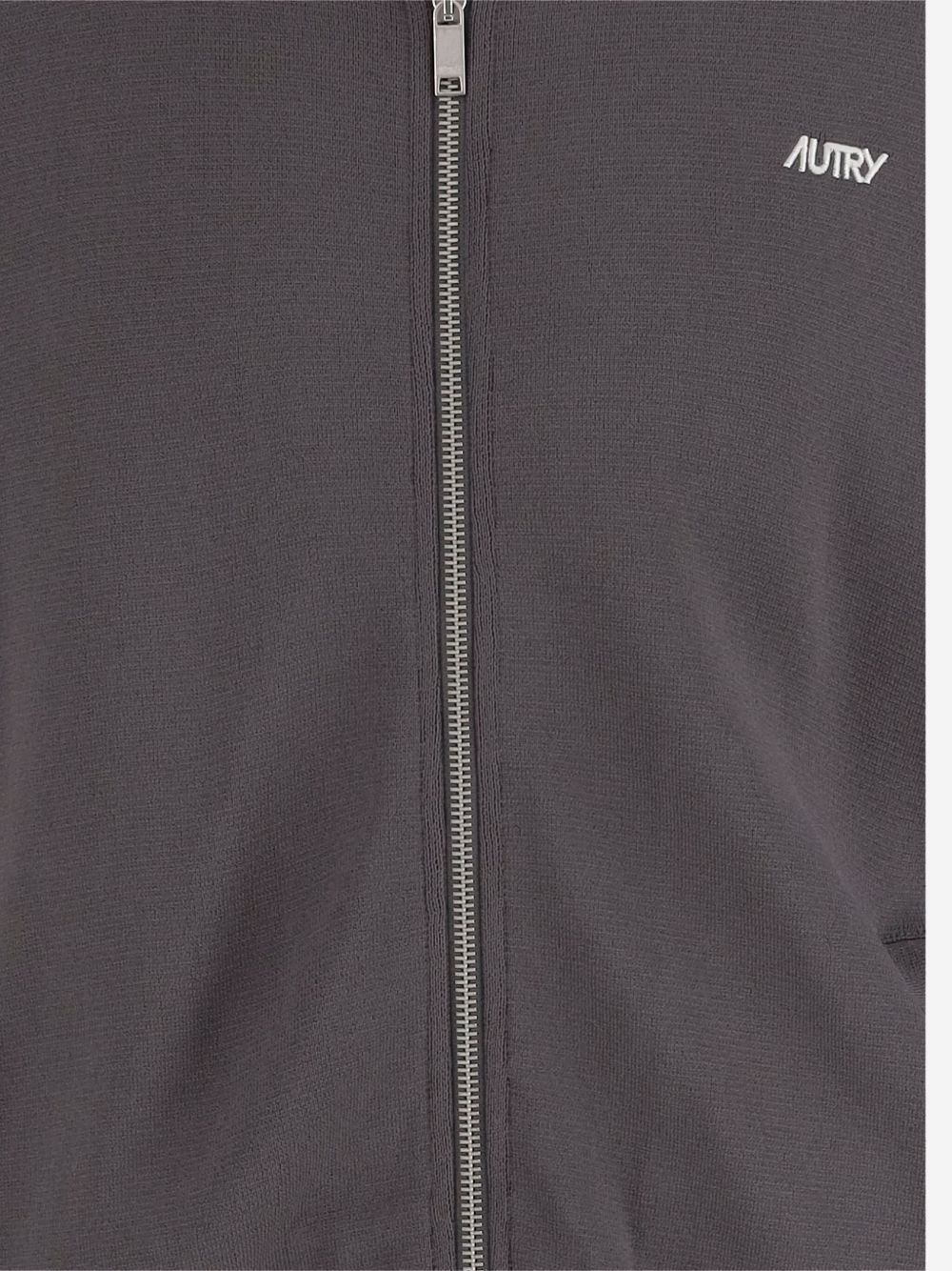 stripe-detail zip-up sweater - 3