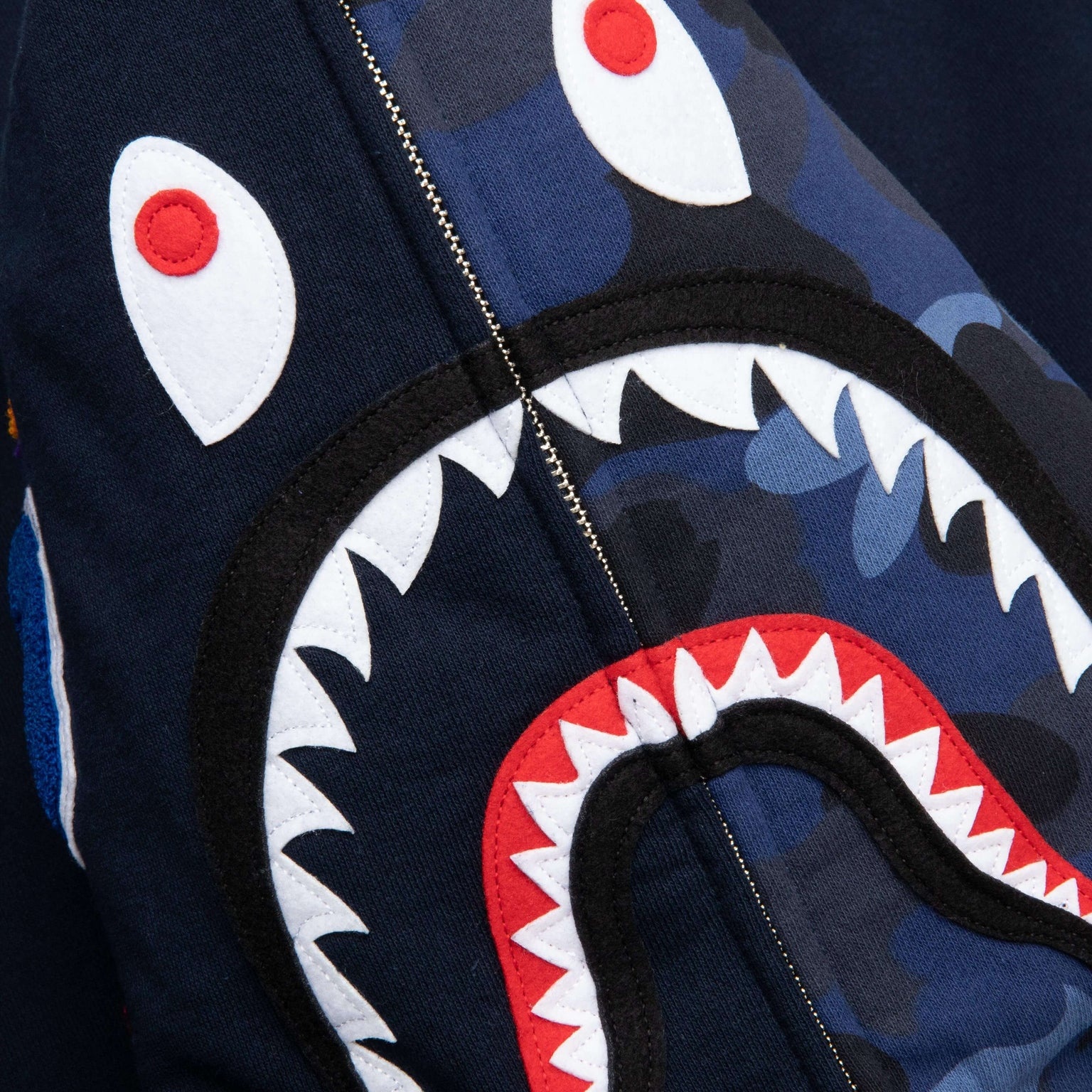 COLOR CAMO SHARK FULL ZIP HOODIE - NAVY - 3