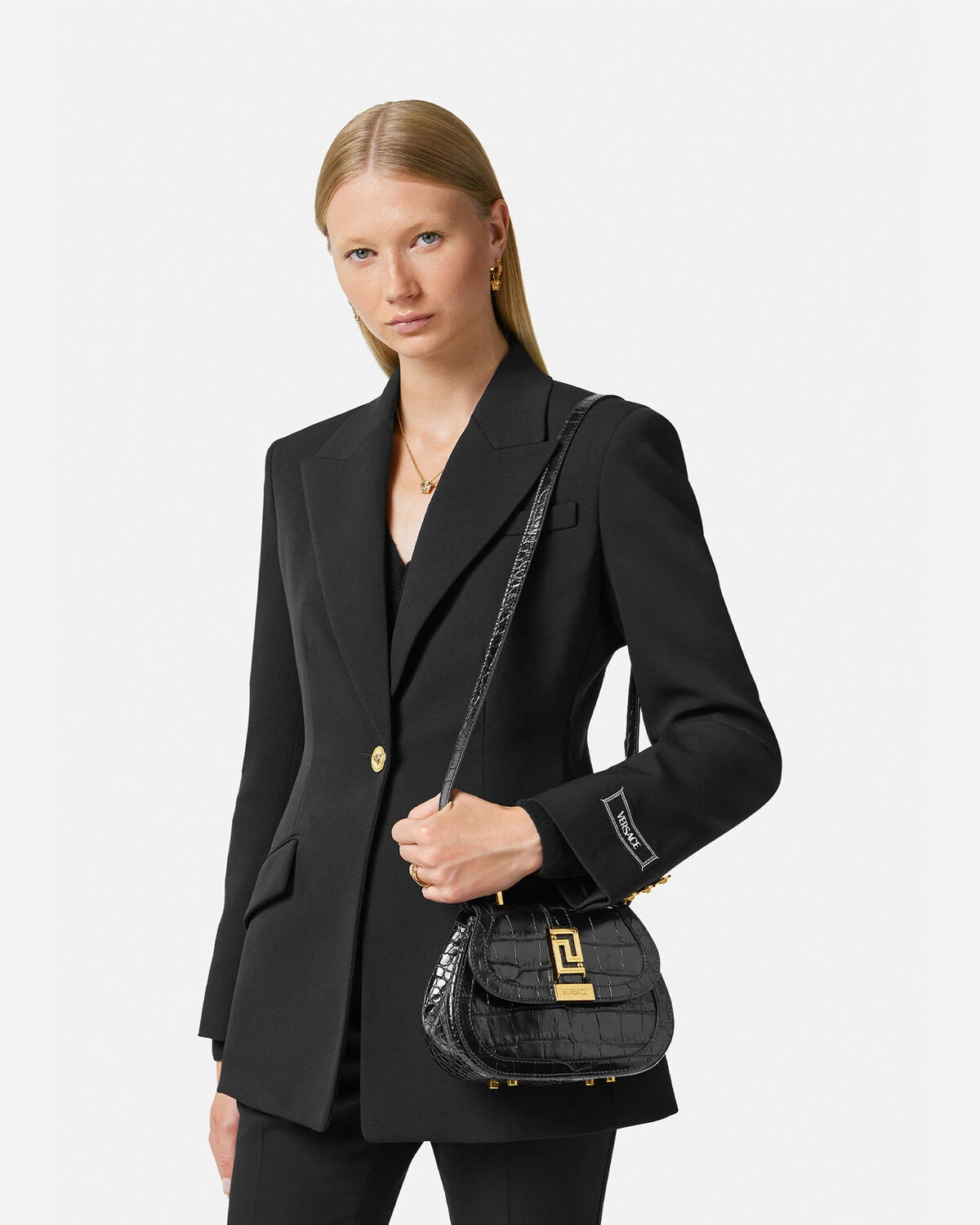 Croc-Effect Greca Goddess Mini Bag - 3