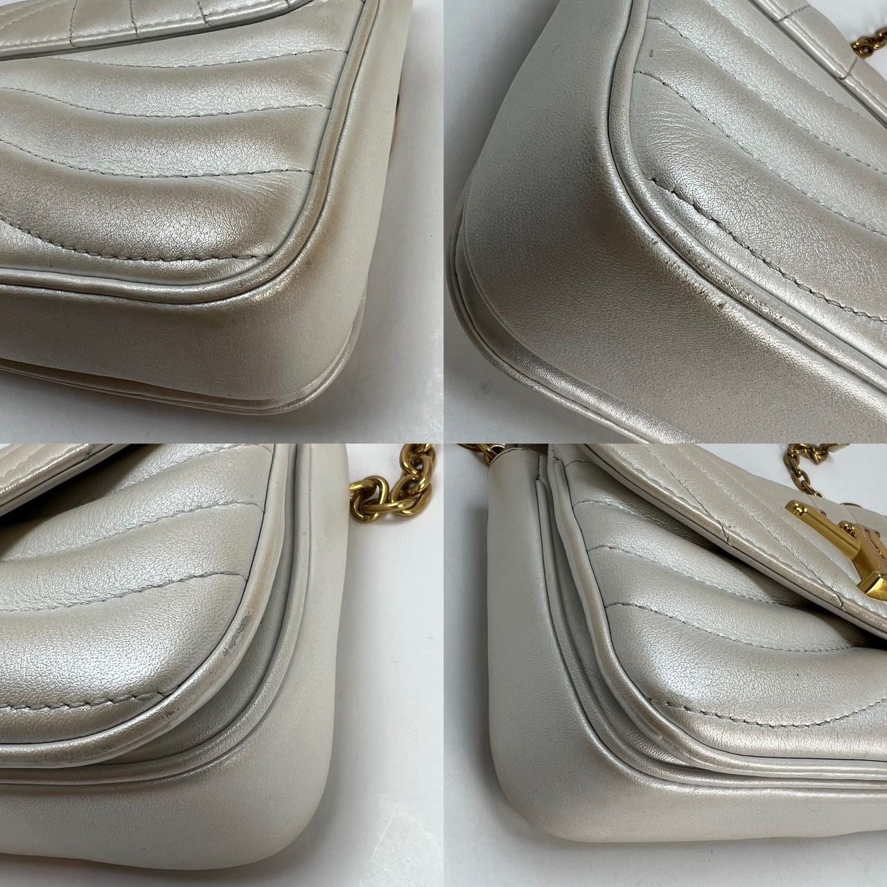 LOUIS VUITTON Metallic Calfskin New Wave Chain PM White Shoulder Bag - 16
