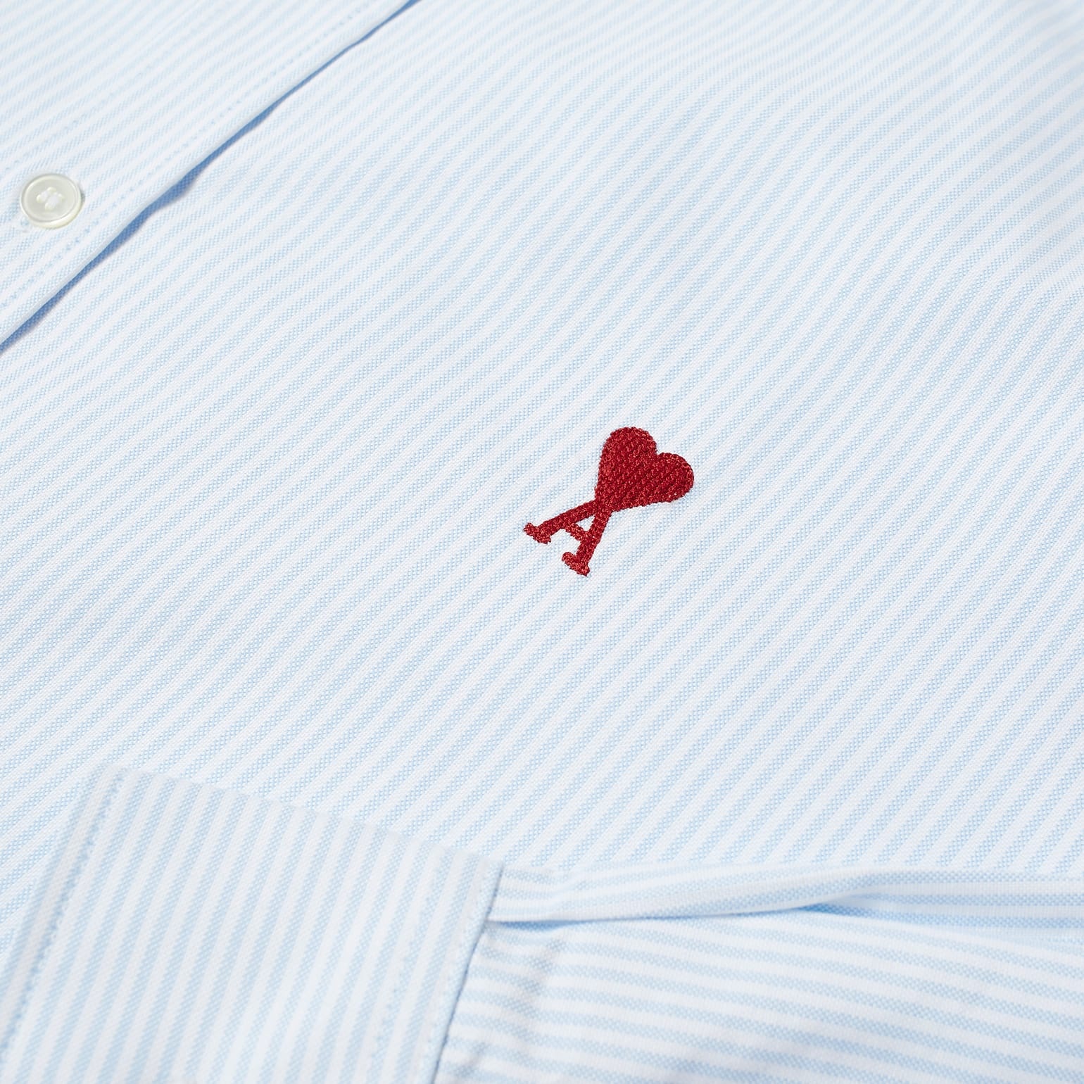 AMI Paris Heart Striped Button Down Oxford Shirt - 3