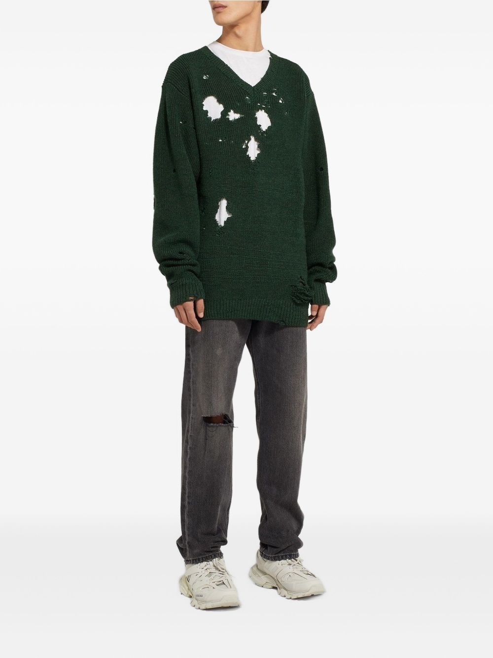 distressed-effect wool sweater - 3