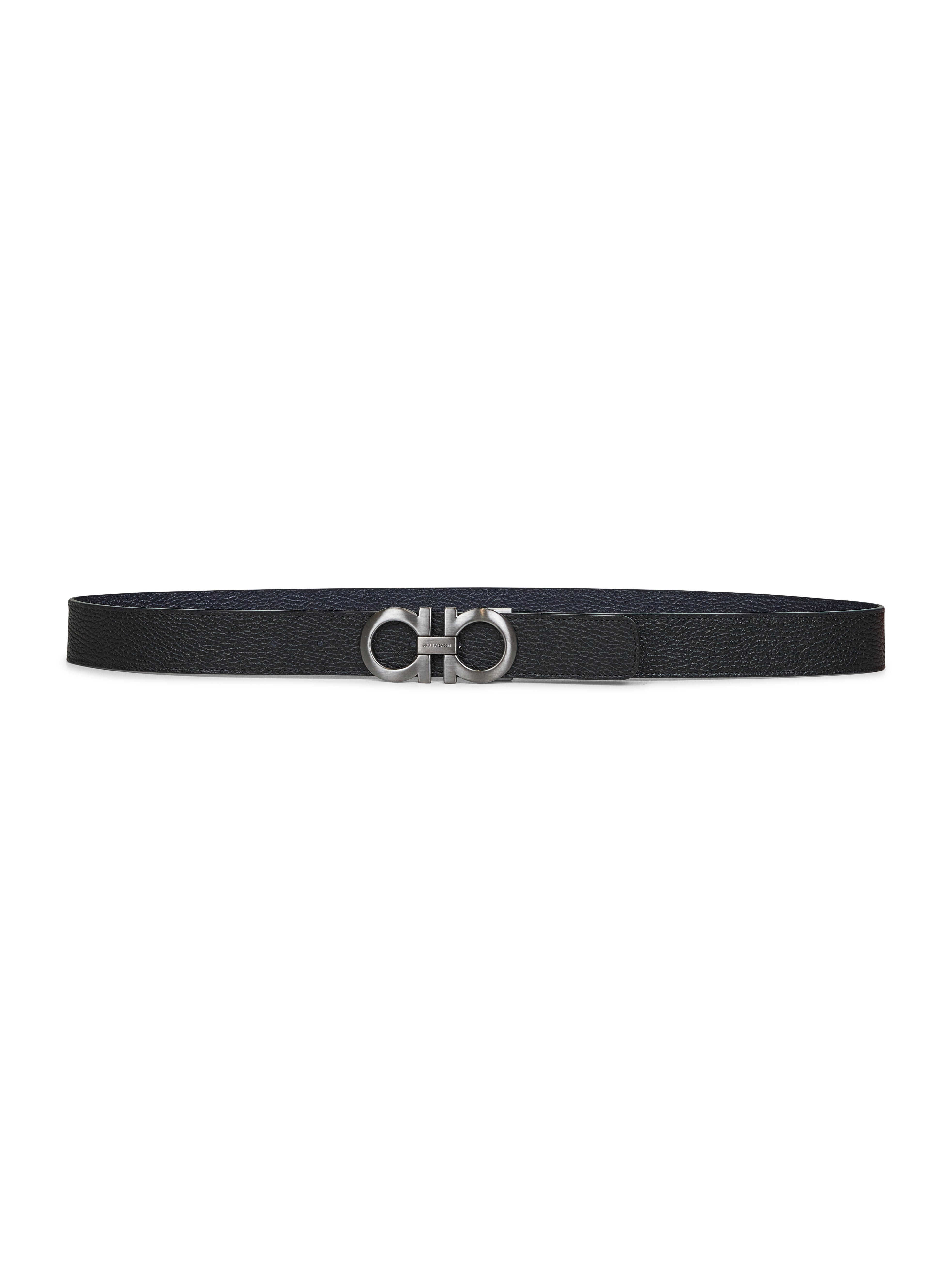 Ferragamo Men Black Leather Reversible Gancini Belt - 1