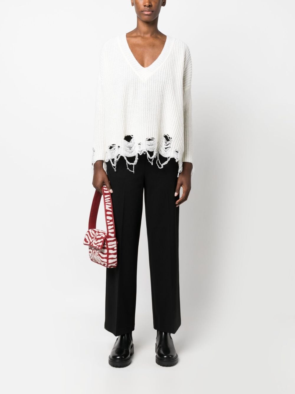 distressed knitted jumper - 2