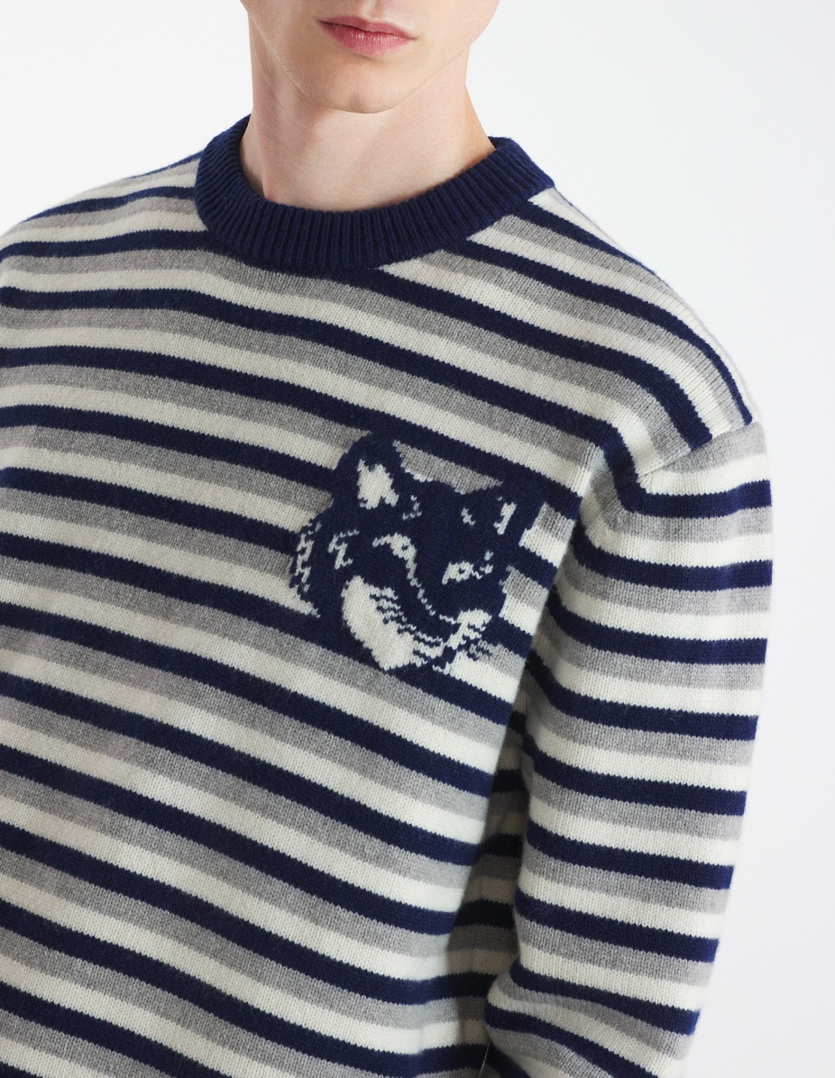 Maison Kitsuné FOX HEAD INTARSIA STRIPED COMFORT JUMPER