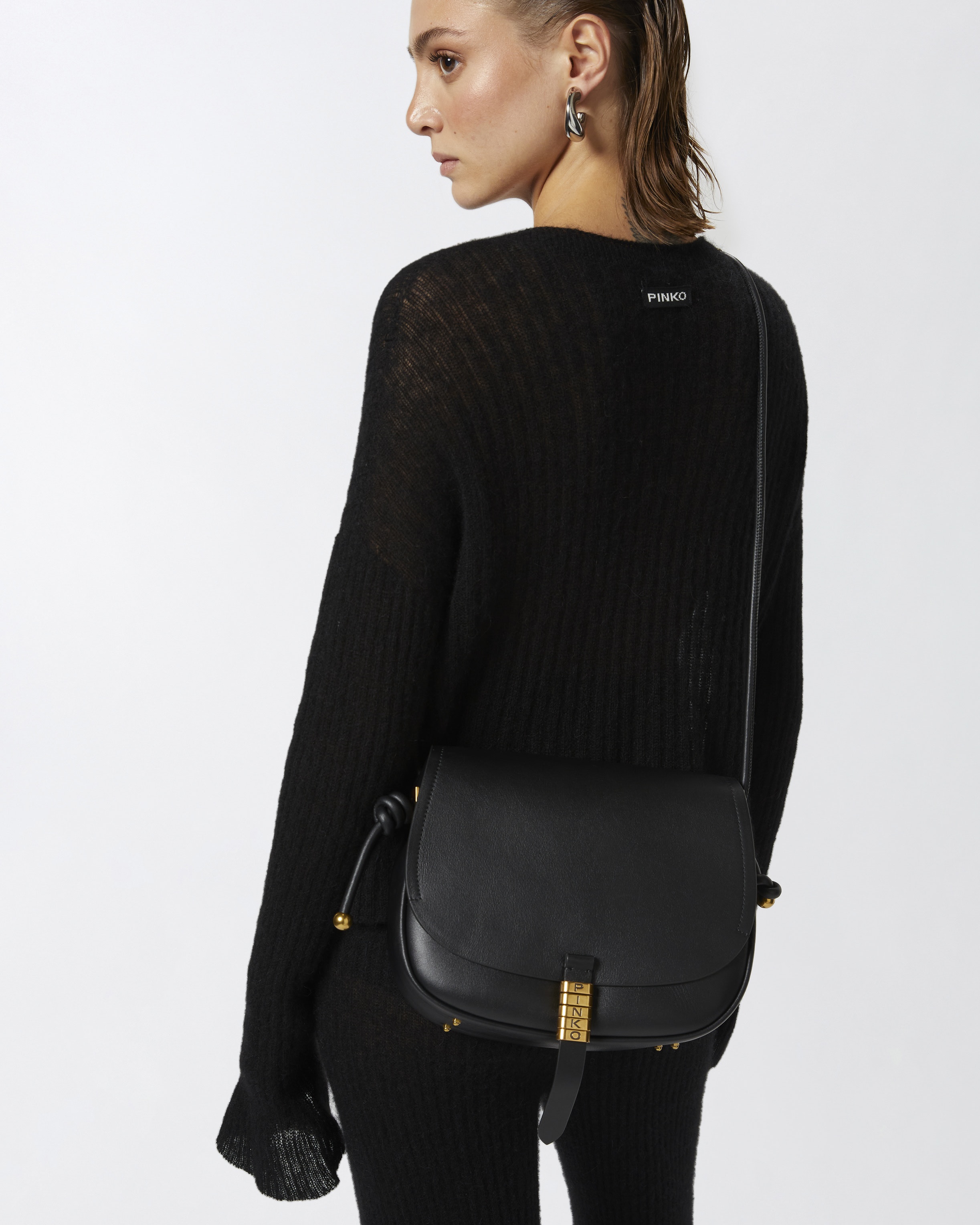LARGE LEATHER CROSSBODY BAG WITH KNOTS - 5