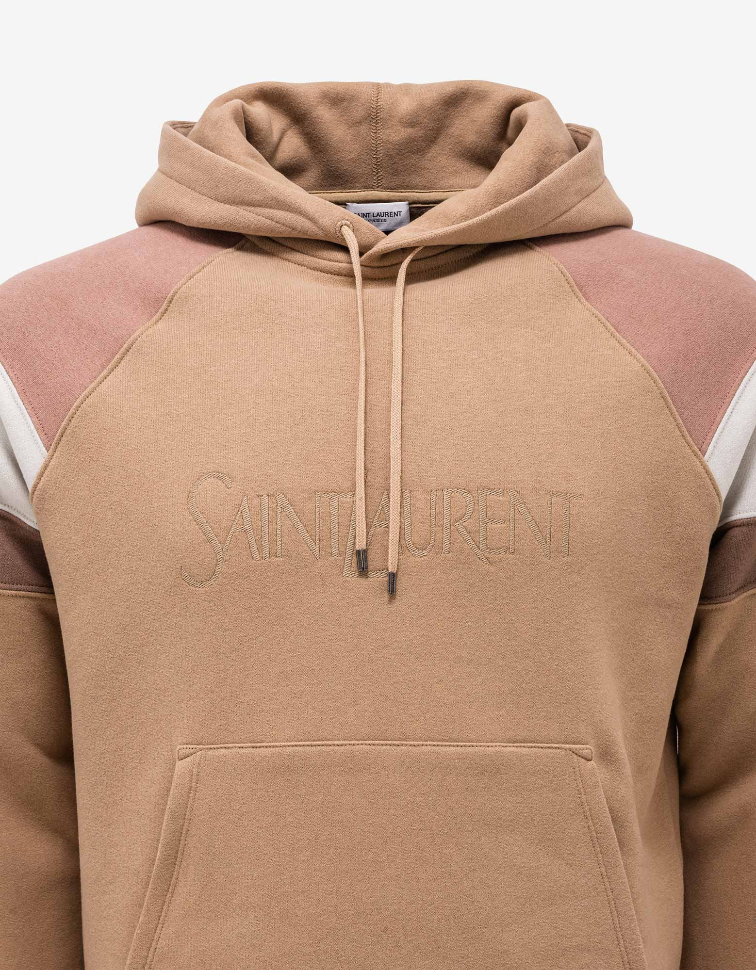 Saint Laurent Biege Raglan Sleeve Logo Hoodie - 3