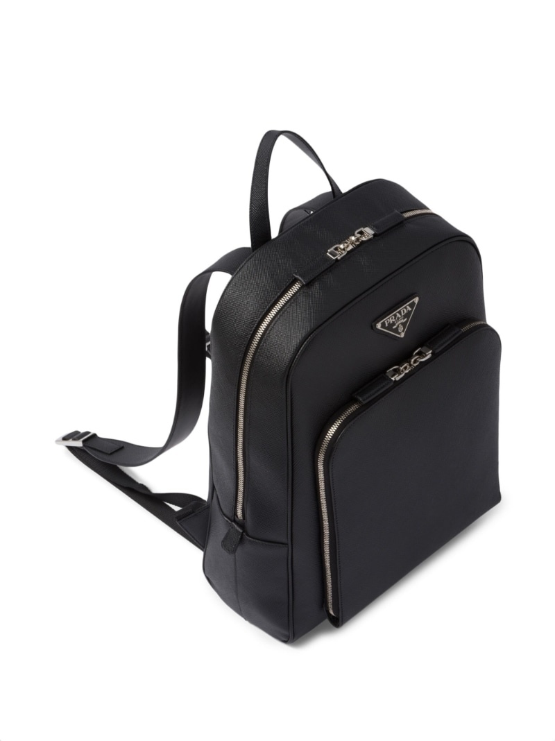 Saffiano-leather triangle-logo backpack - 5