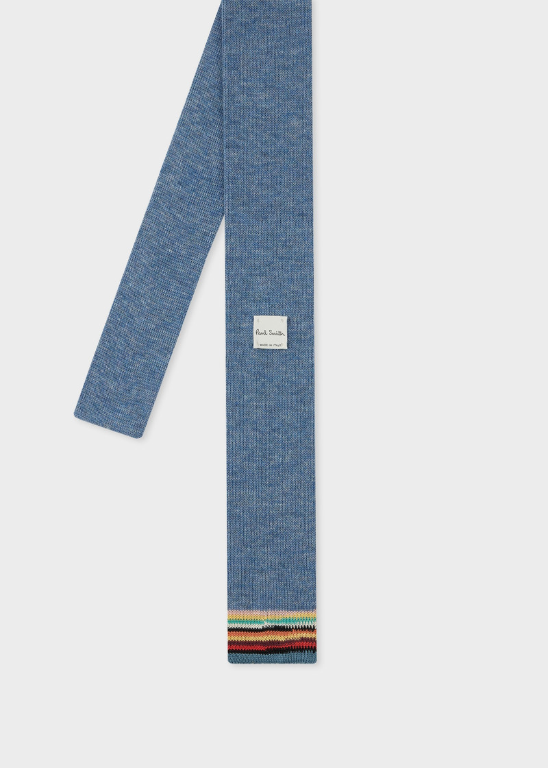 Paul Smith Blue Knitted Cotton Tie With 'Signature Stripe' Tip outlook