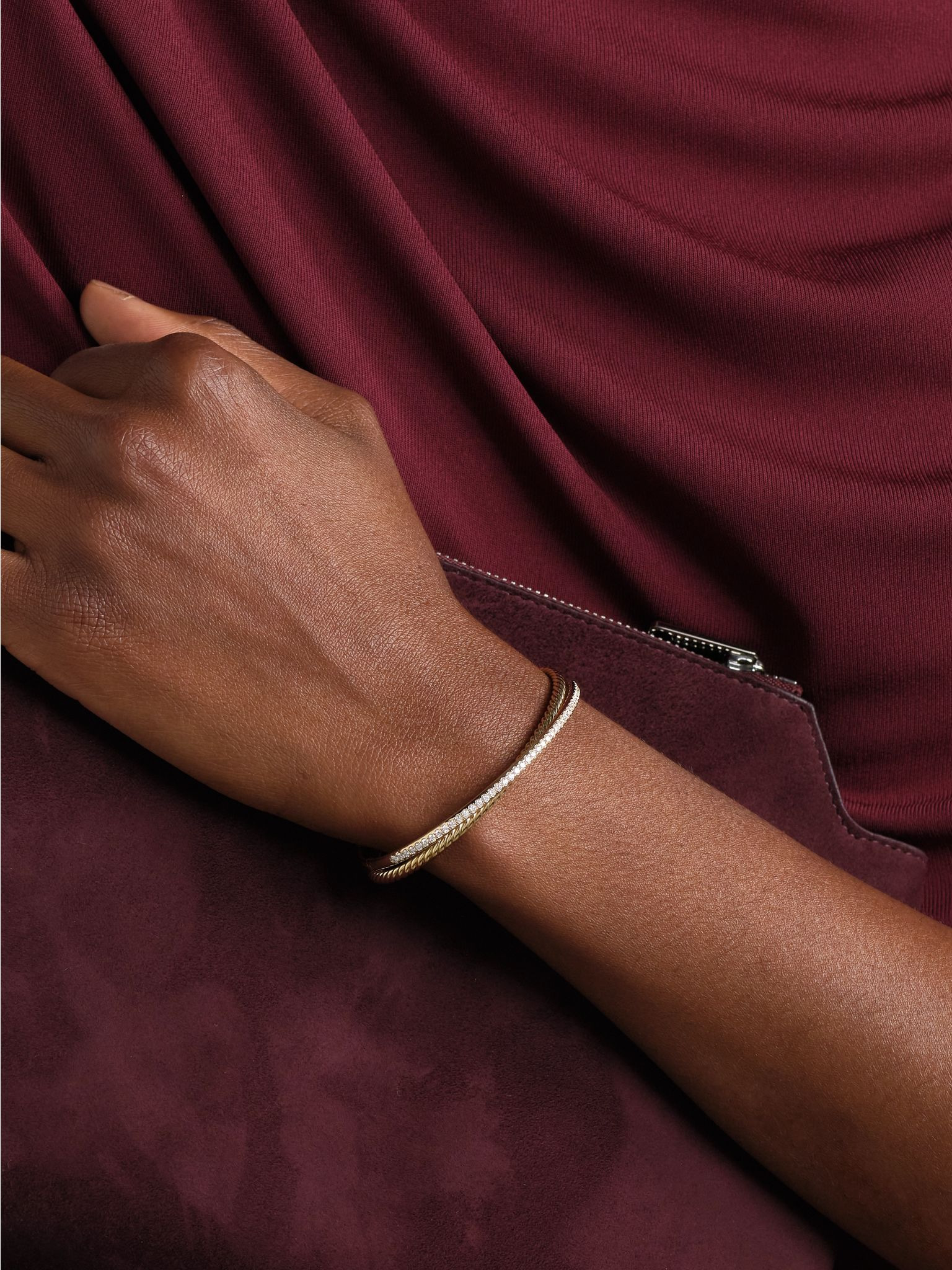 Crossover 18-karat gold diamond cuff Gold - 2