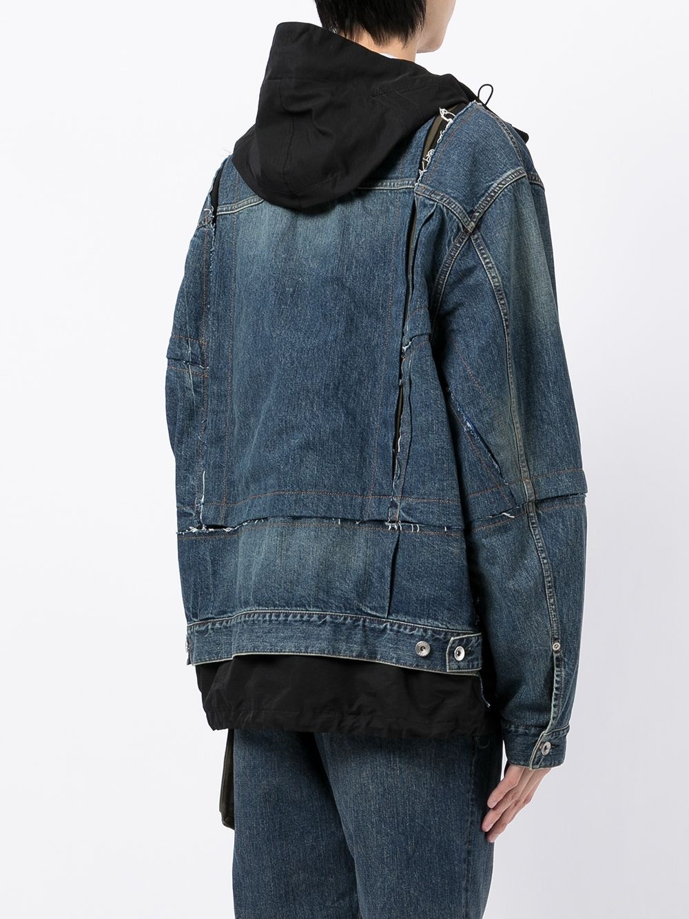 layered contrasting-stitch denim jacket - 4