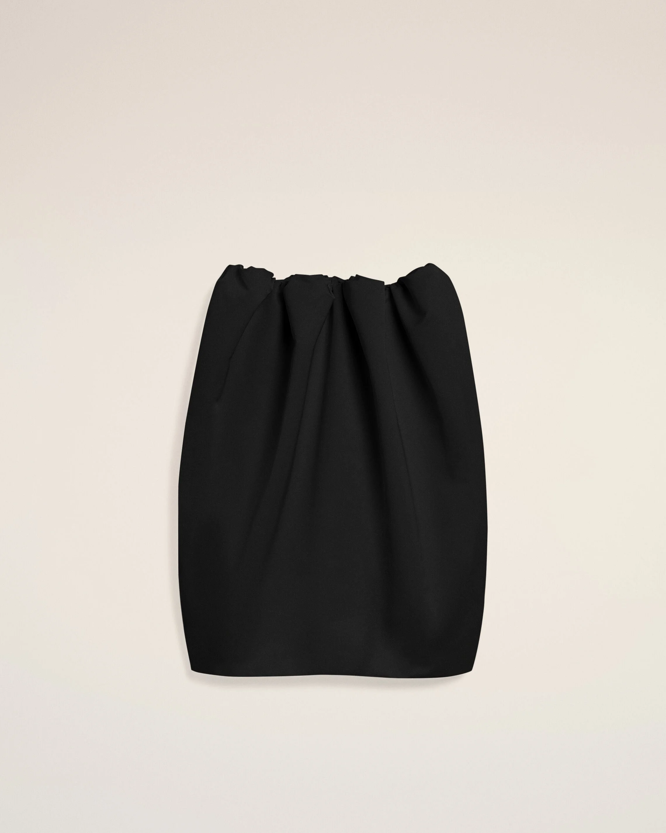 BLACK MIDI GATHERED SATIN SKIRT - 1