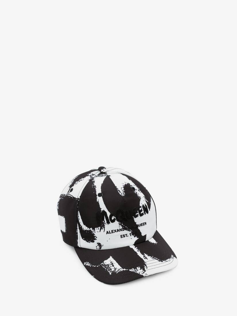 Mcqueen Graffiti Baseball Cap in Black/ivory - 2