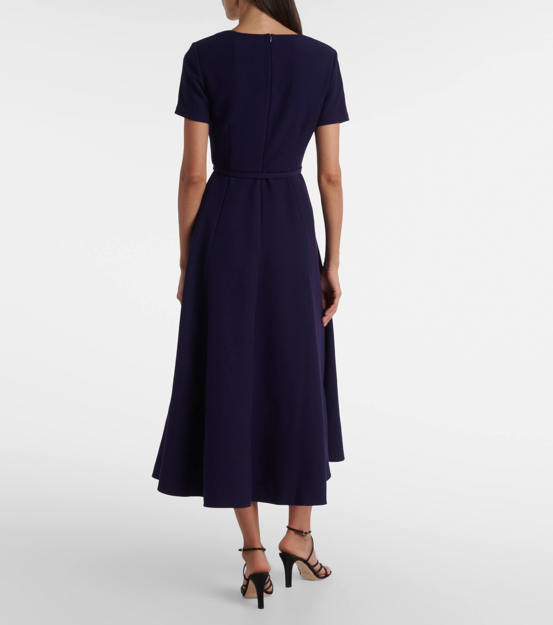 Asymmetric belted crêpe midi dress - 3