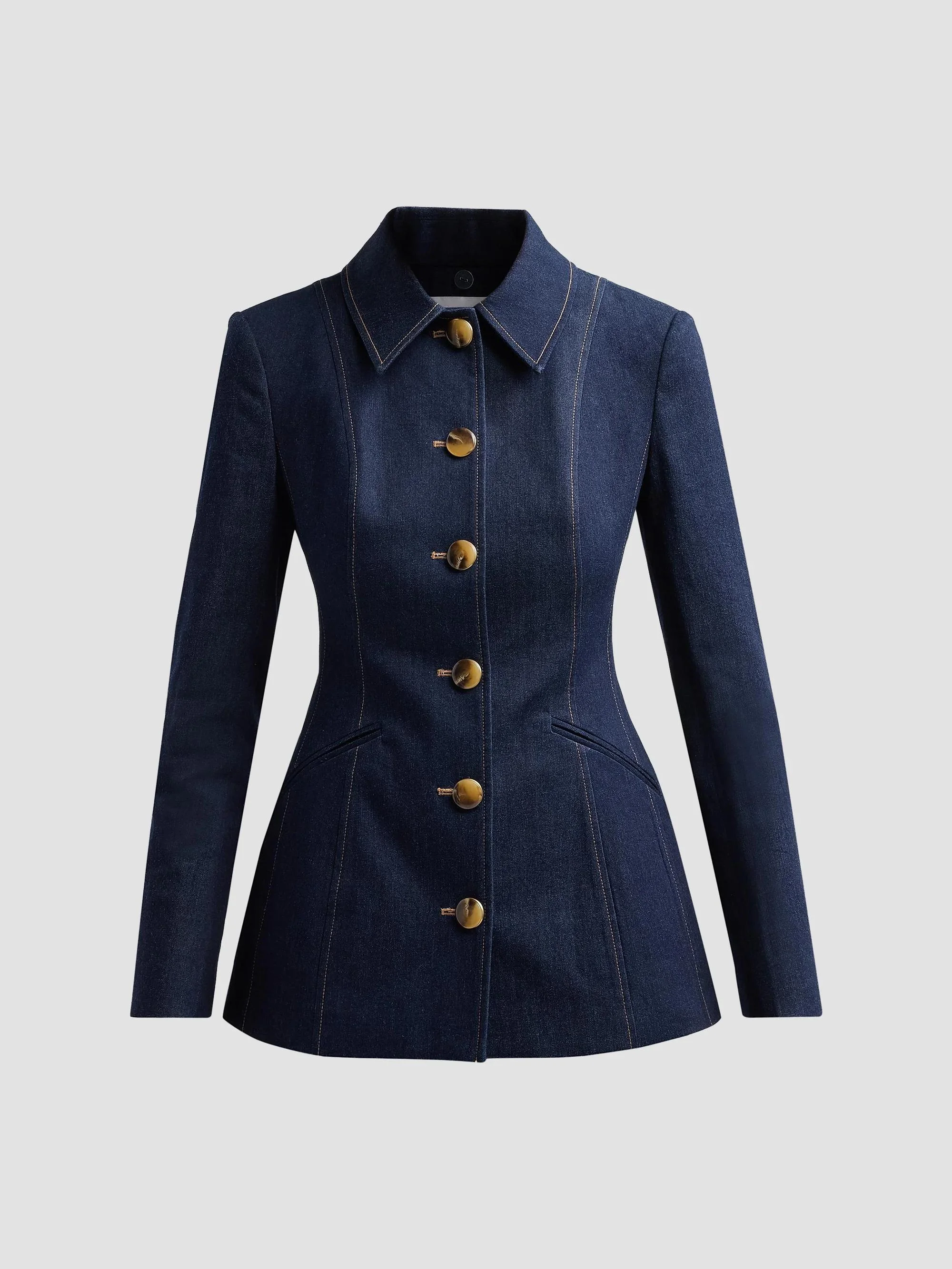 Women's Calloway Stretch-Denim Tailored Jacket - Midnight Wash - 1