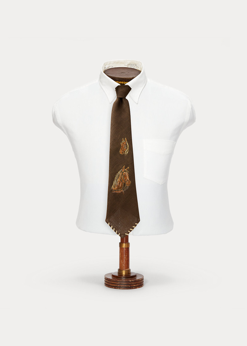 Handmade Horse-Print Linen Tie 1