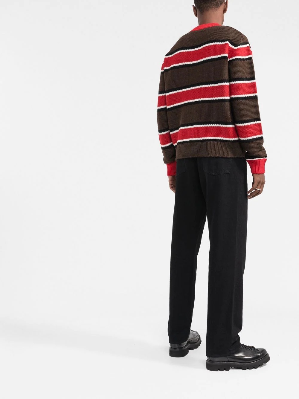 jacquard logo striped jumper - 4