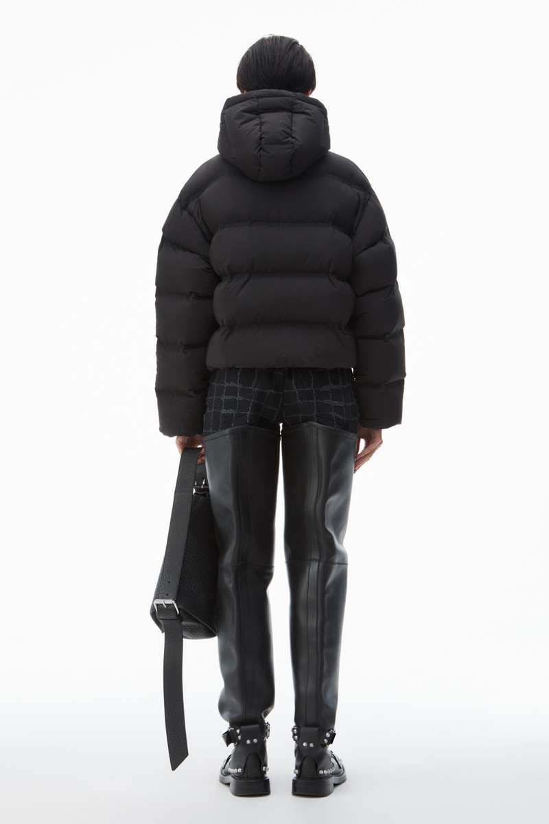 cropped hooded puffer coat with reflective logo 5