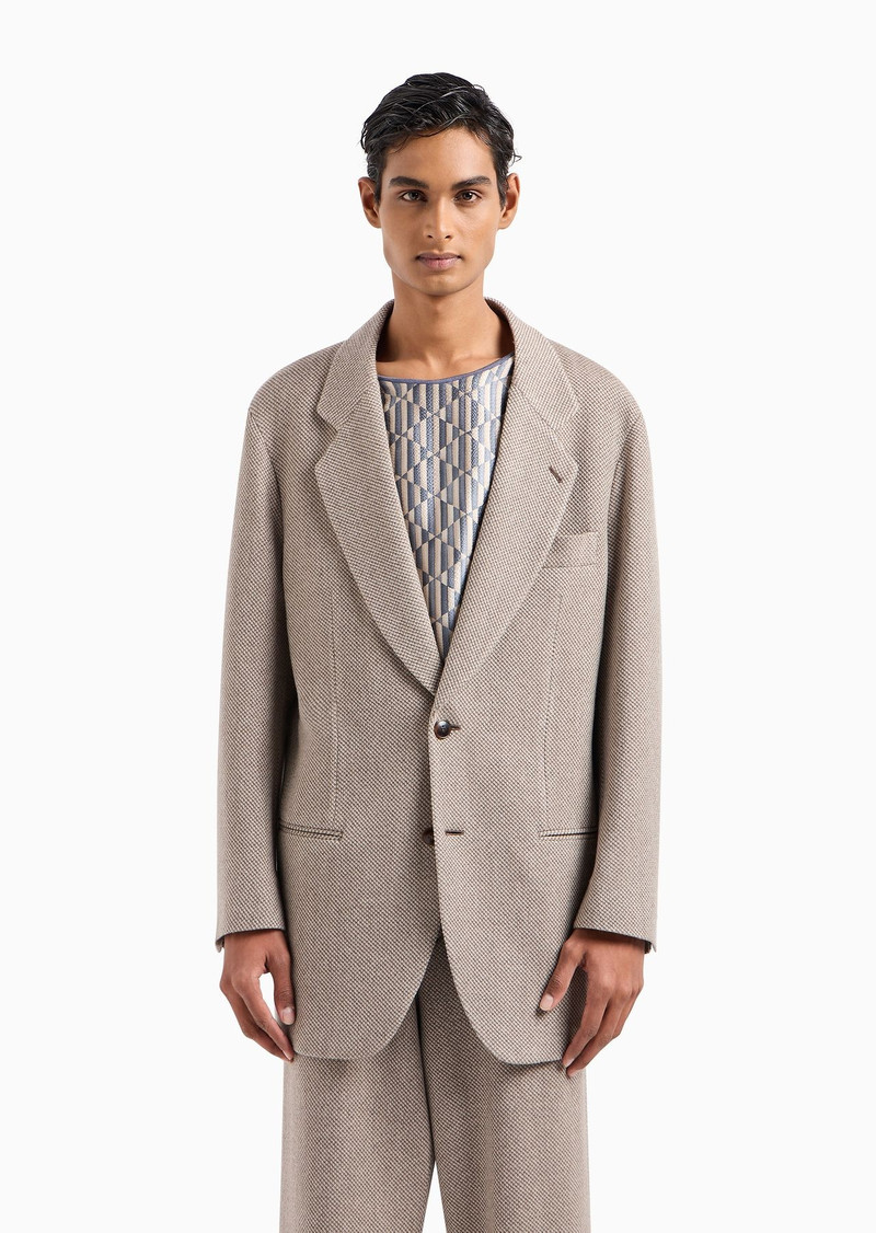Single-breasted Heritage Line jacket in a two-tone cashmere and wool knit 2
