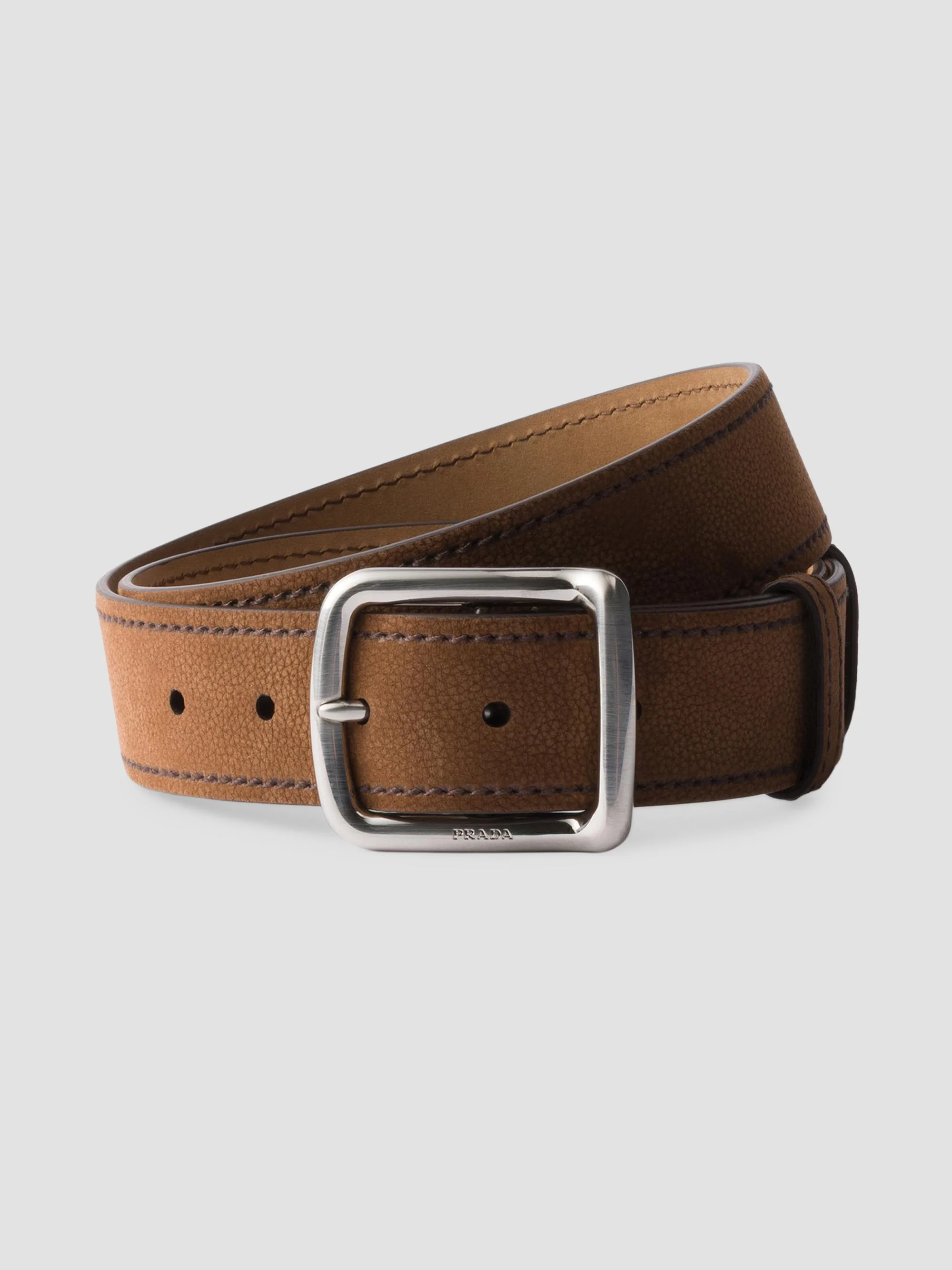 Men's Nubuck Leather Belt - Brown - 1