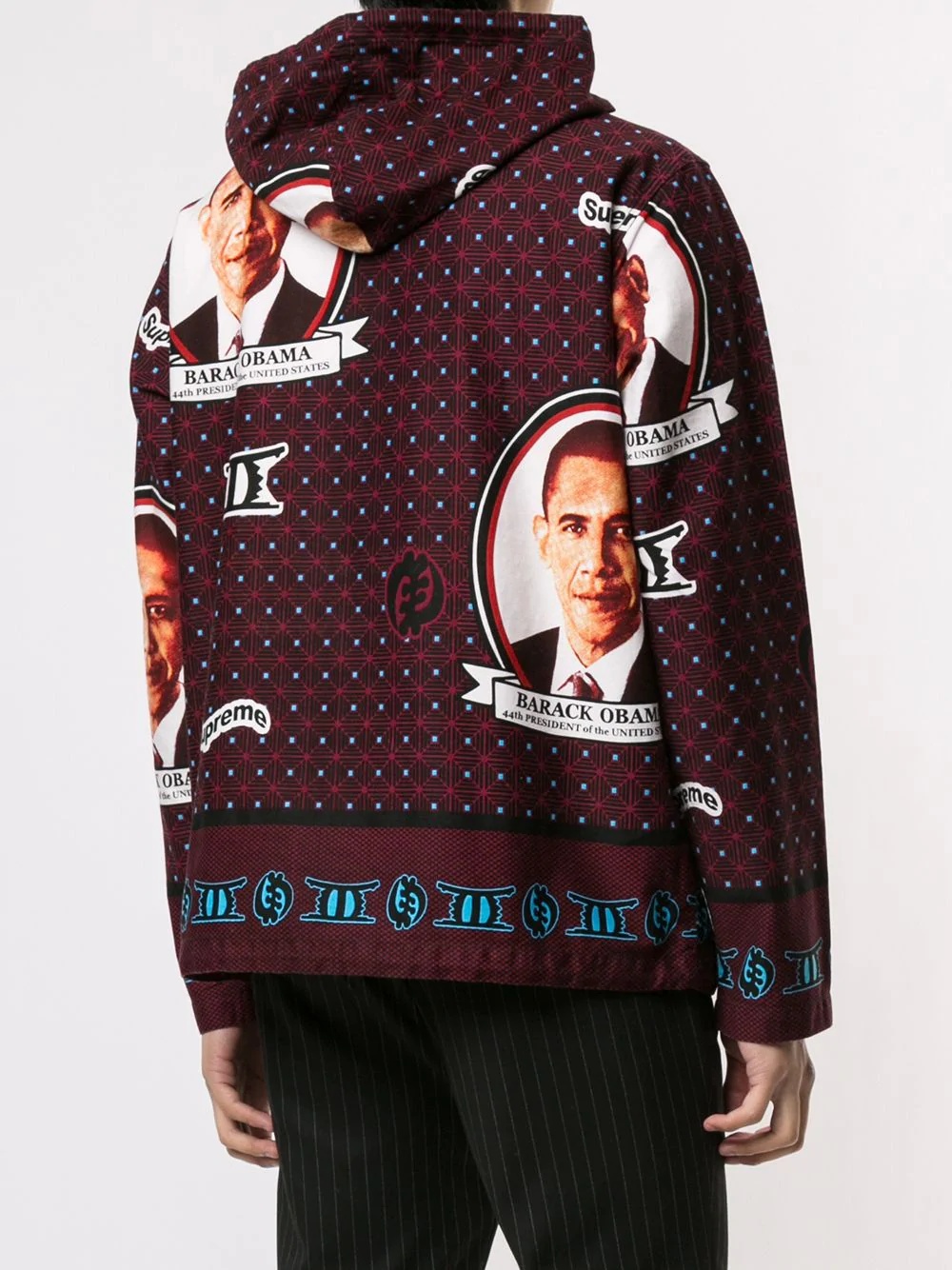 Obama-print hooded jacket - 4