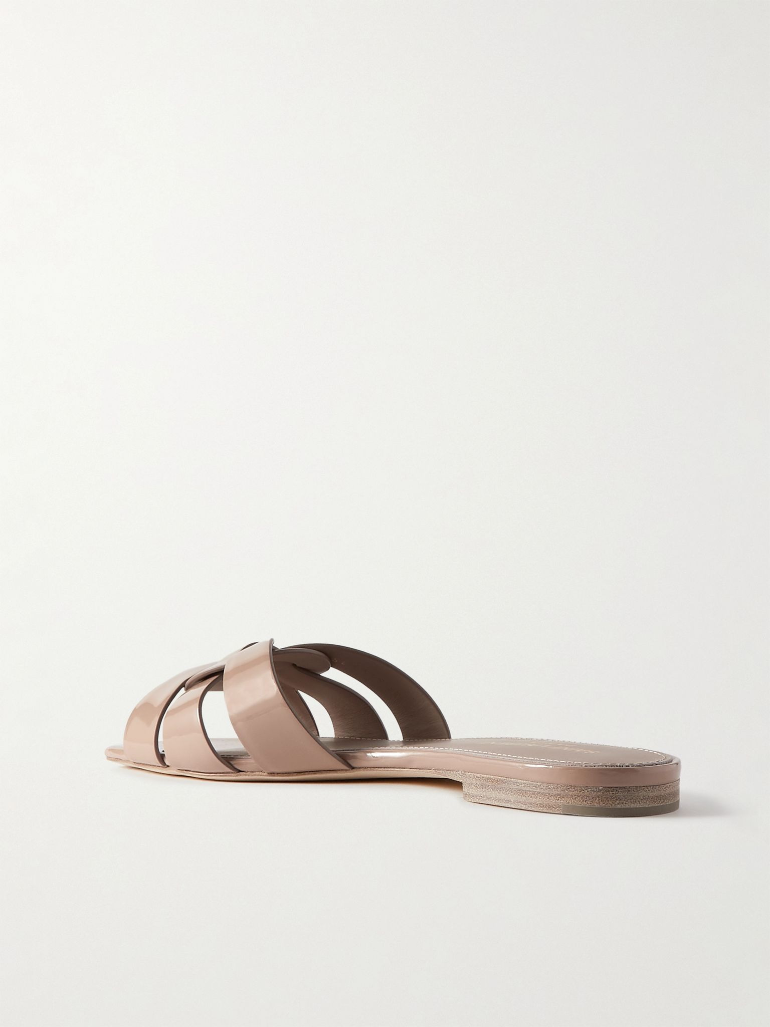 Tribute woven patent-leather slides Beige - 3