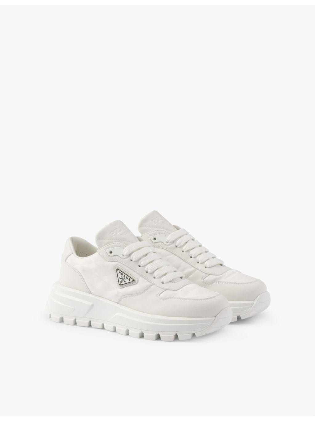 Prax 01 Re-Nylon logo-plaque leather low-top sneakers - 3