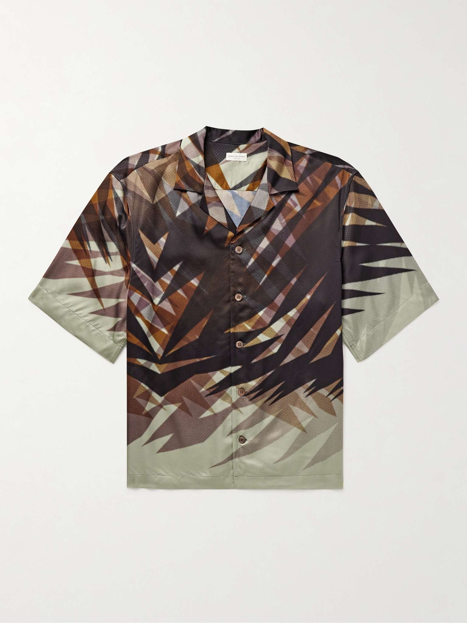 Camp-Collar Printed Satin Shirt - 1