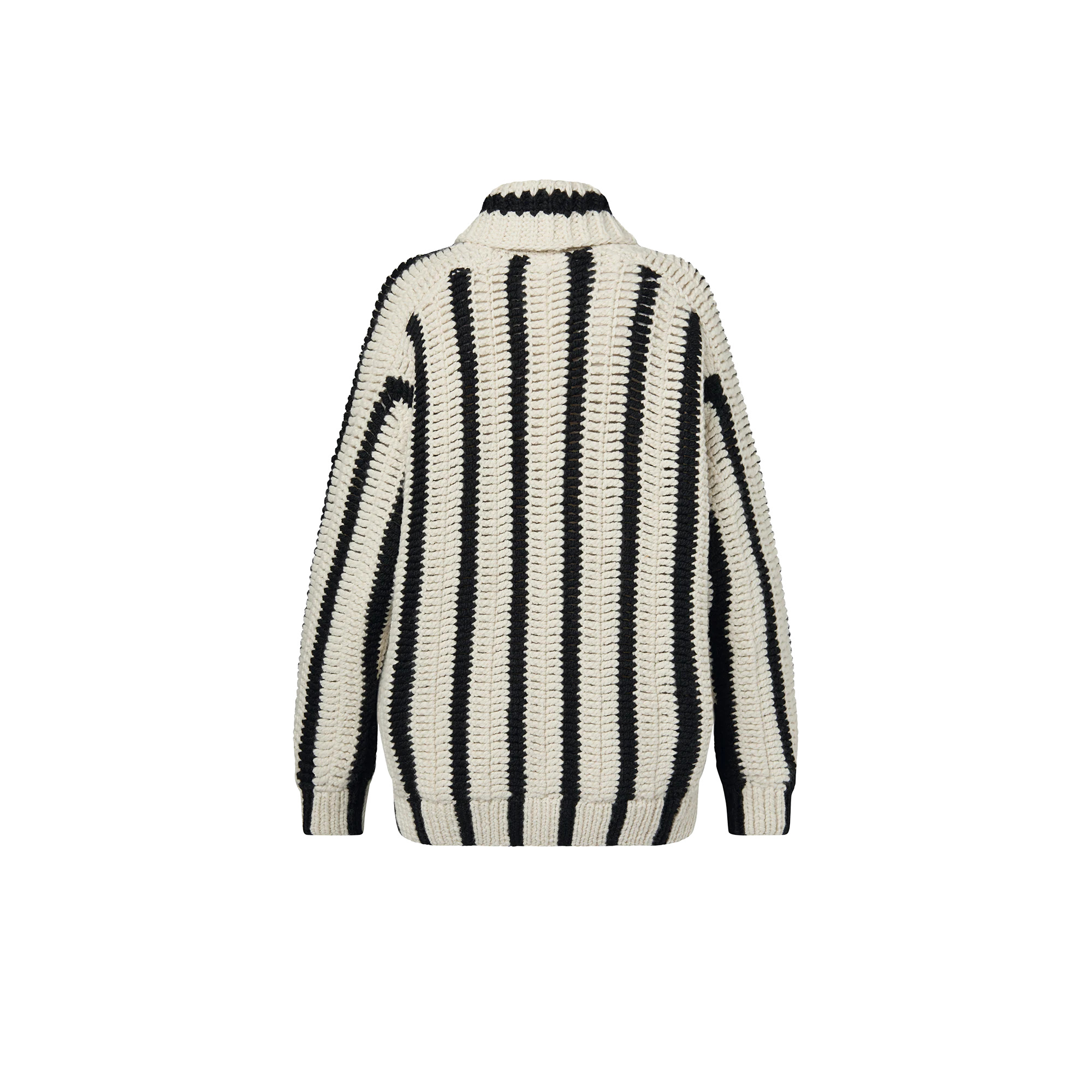 Vertical Stripes Shawl Collar Cardigan - 3
