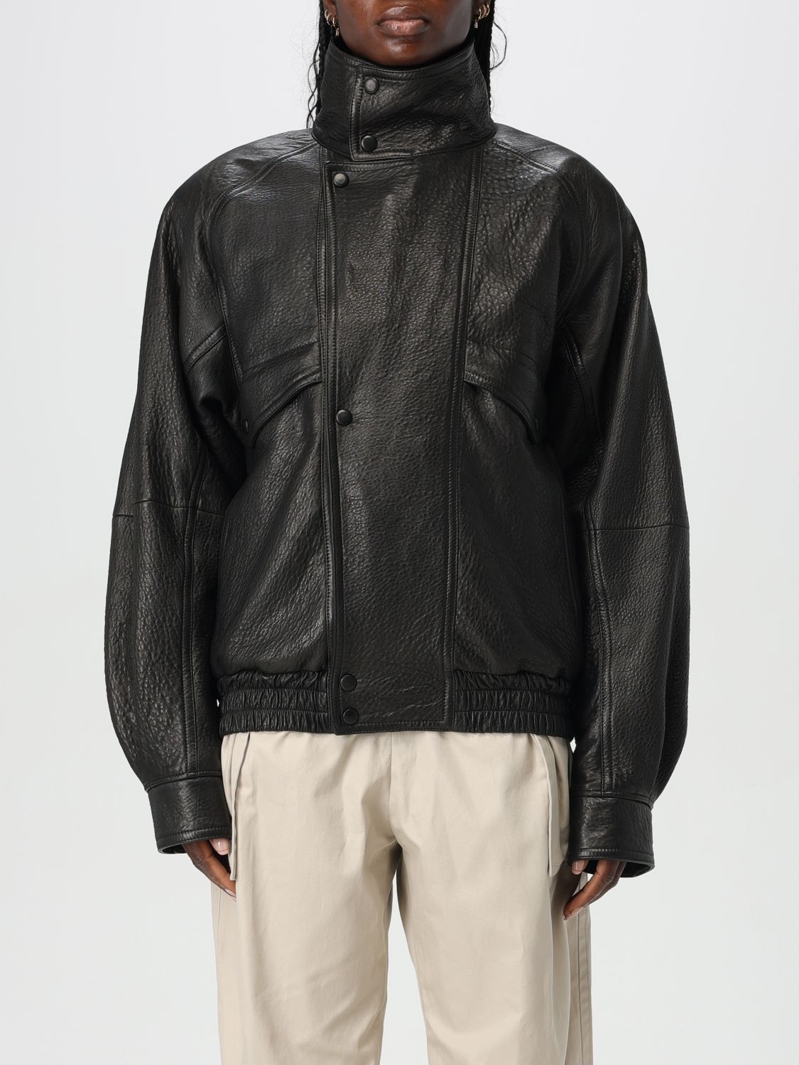 ジャケット SAINT LAURENT Woman Jacket Black 825533YCOQ2 1000 Leather bomber jacket in black - Saint Laurent | Mytheresa