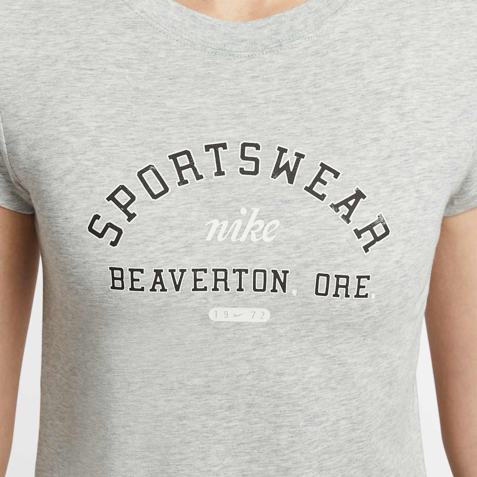 (WMNS) Nike Sportswear Phoenix Slim Short Sleeve T-Shirt 'Grey Heather' HV4975-050 - 4
