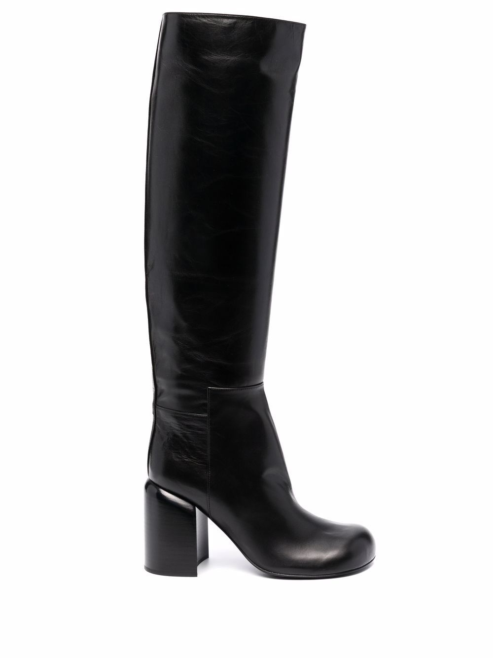 knee-length high-heel leather boots - 1