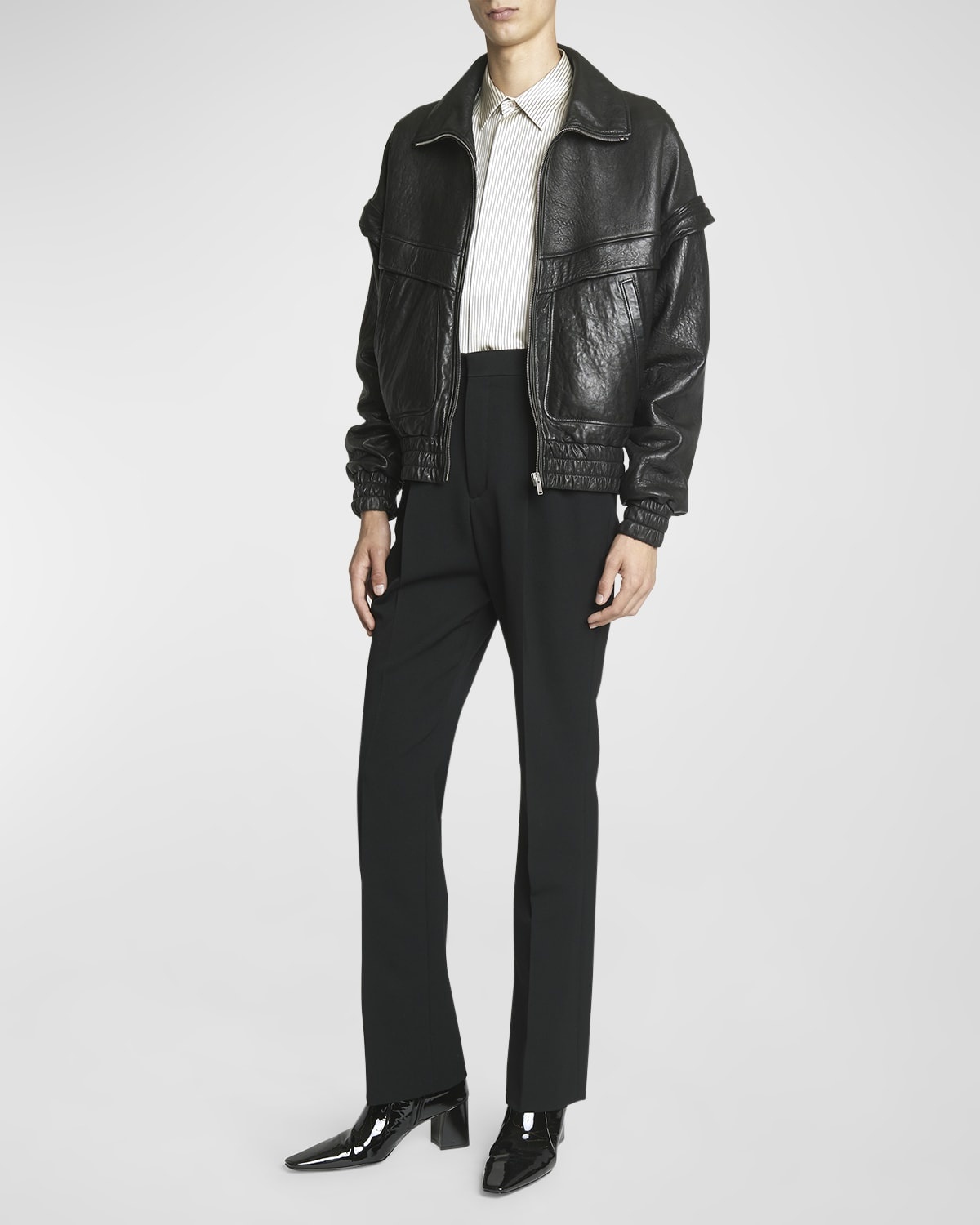 SAINT LAURENT Men's 80s Leather Bomber Jacket | neimanmarcus