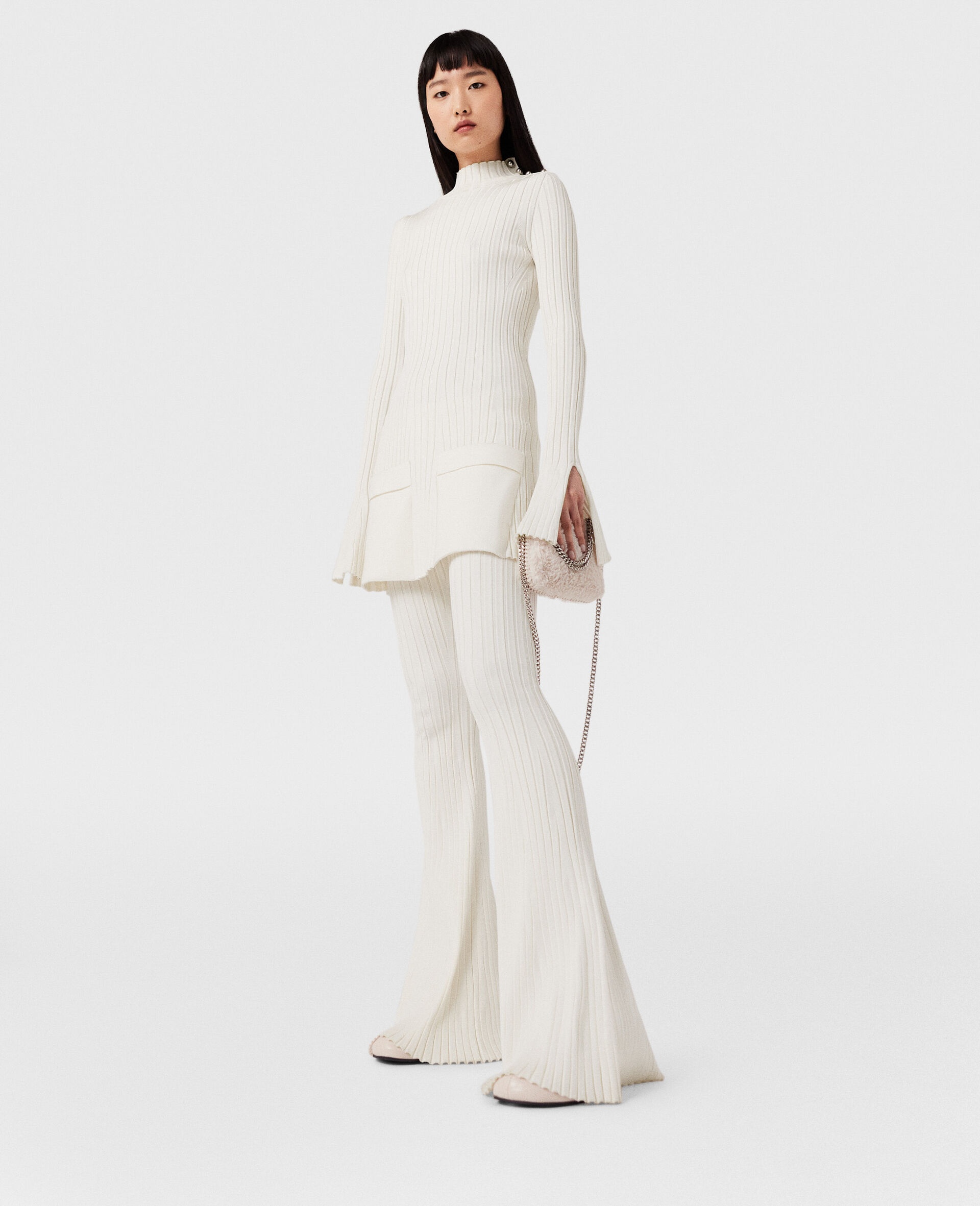Ribbed Mid-Rise Flared Pants - 3