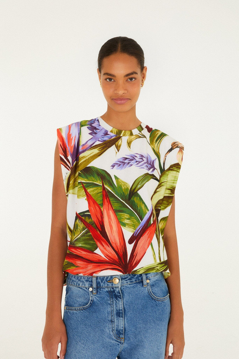 Sand Florart Organic Cotton Tshirt Blouse 1