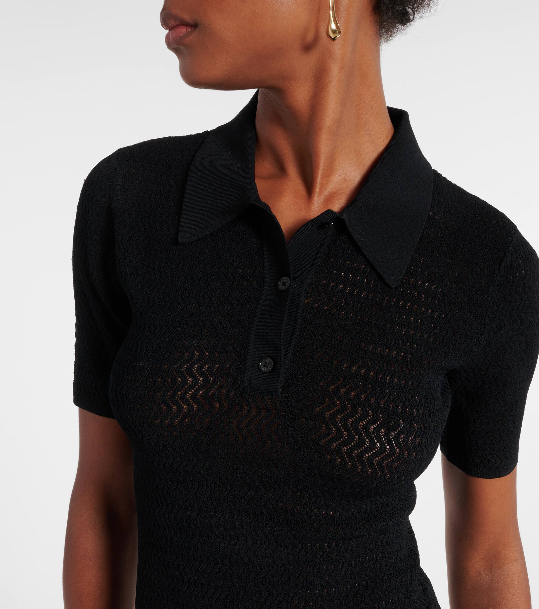 Pointelle polo shirt - 5