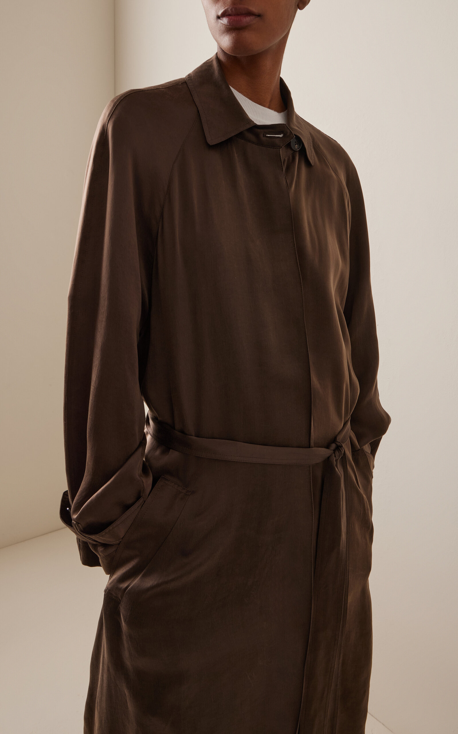 Ryo Cupro Trench Coat brown - 3