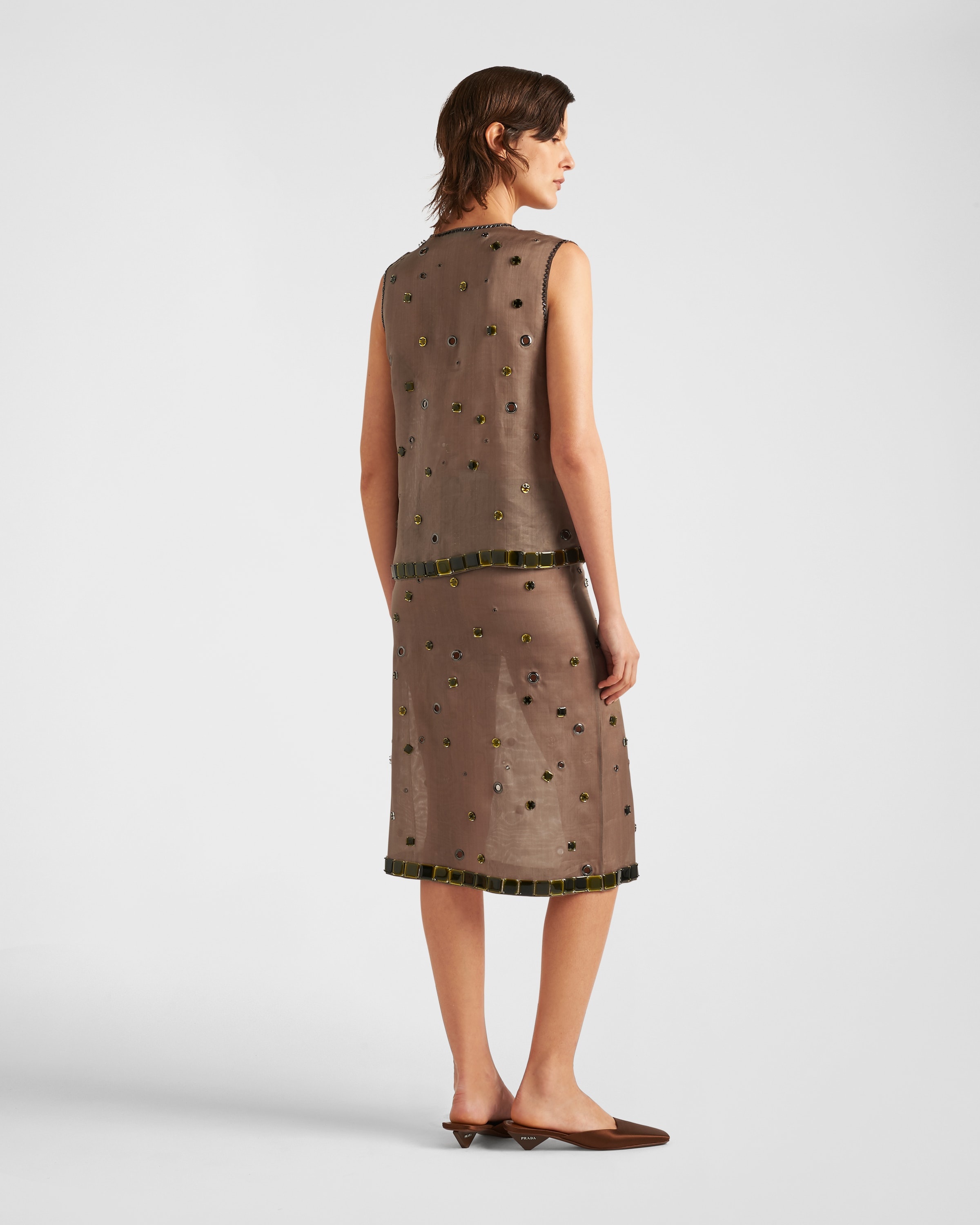 Organza top with grommet embellishment - 5