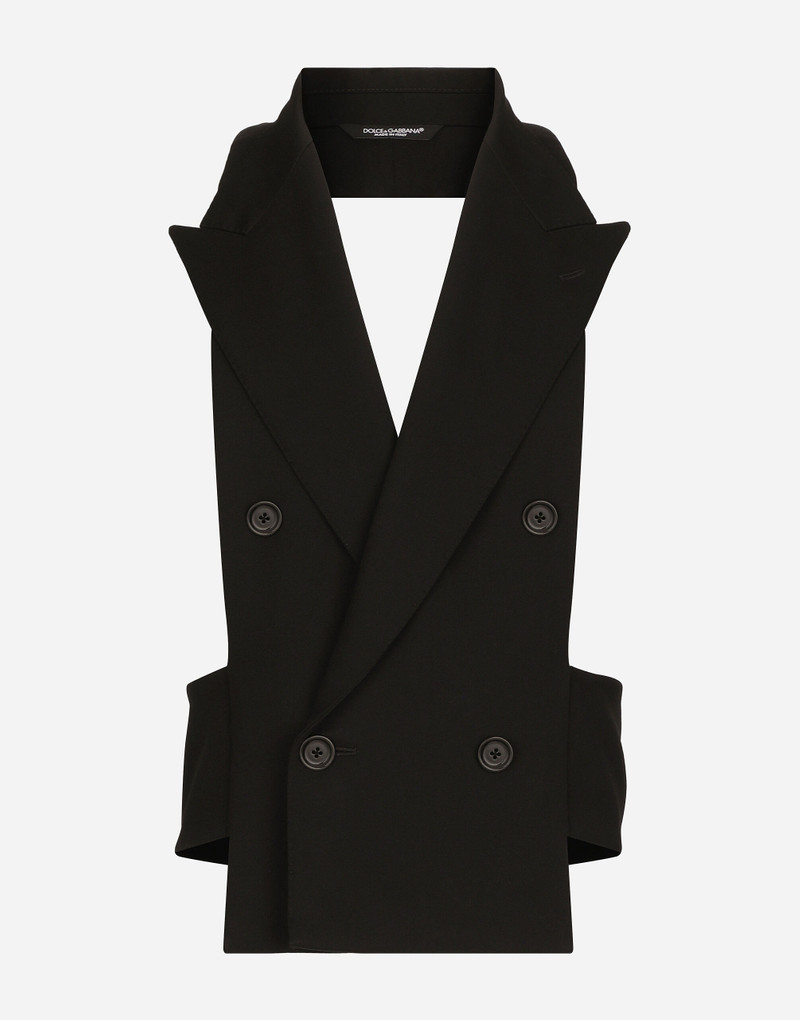 Double-breasted wool waistcoat with bare back 1