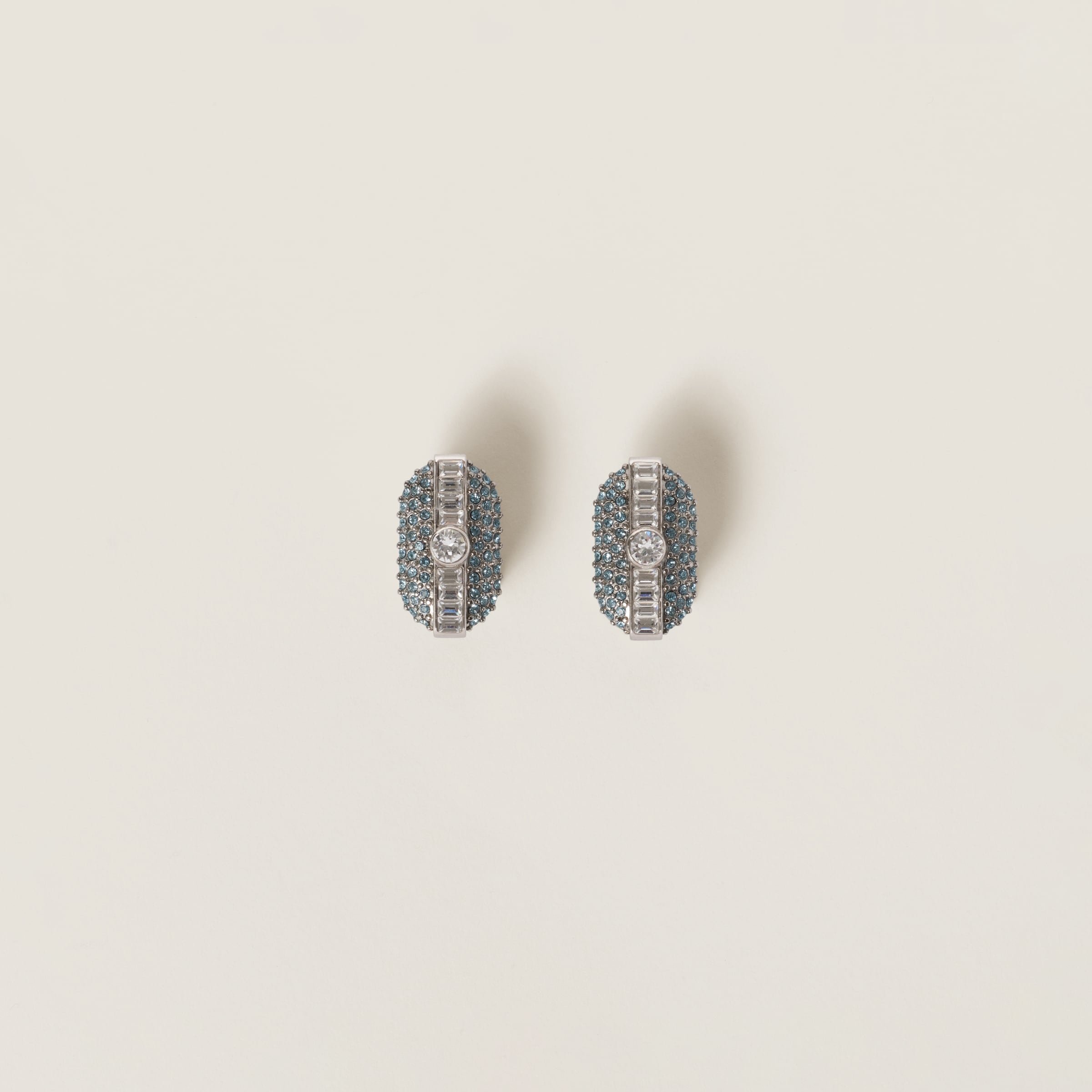 Metal earrings with crystals - 1