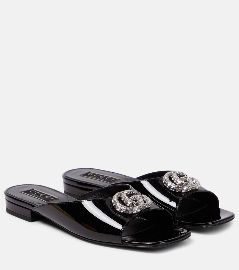 Double G patent-leather slides - 1