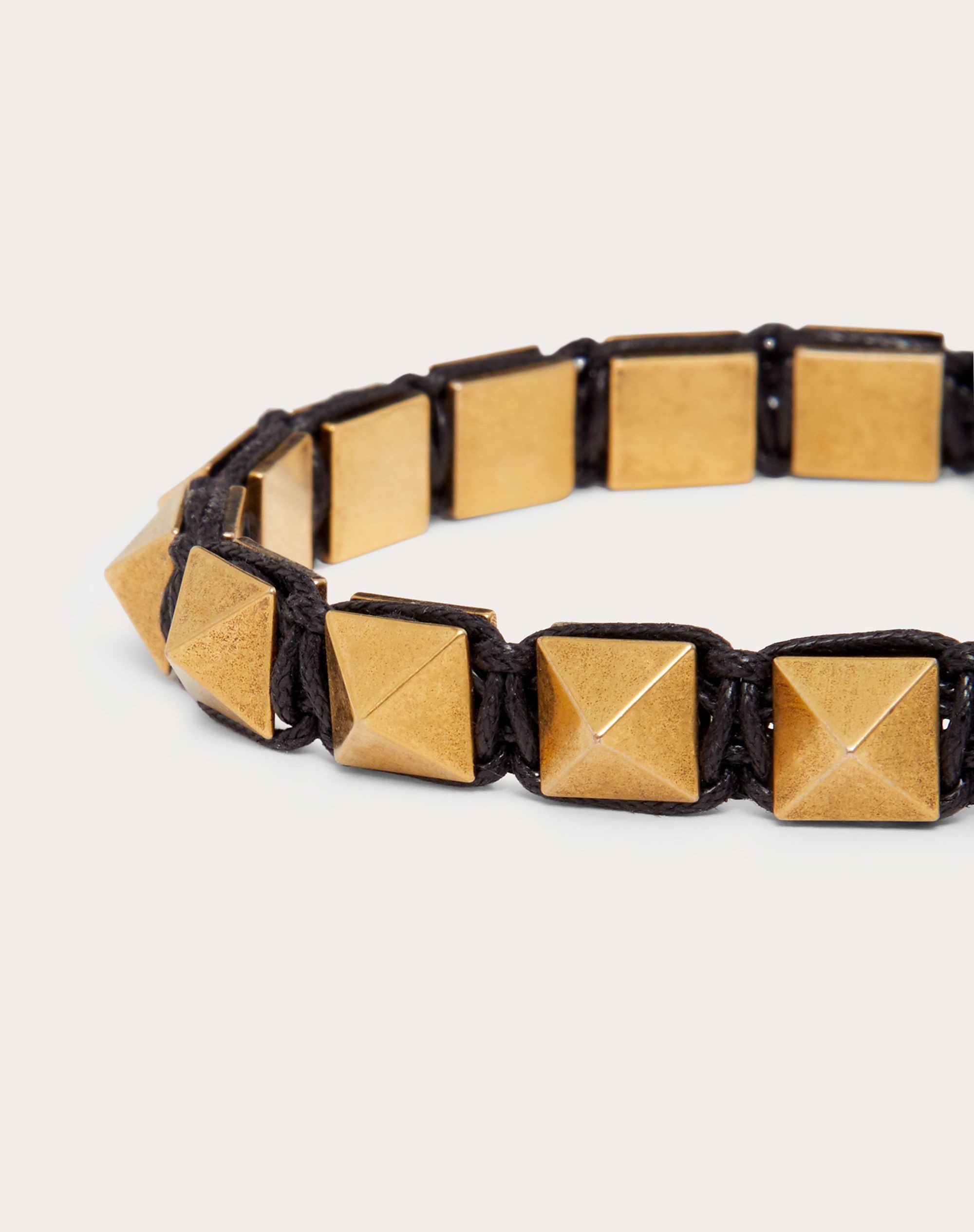 Rockstud Bracelet in Waxed Cotton and Metal - 2