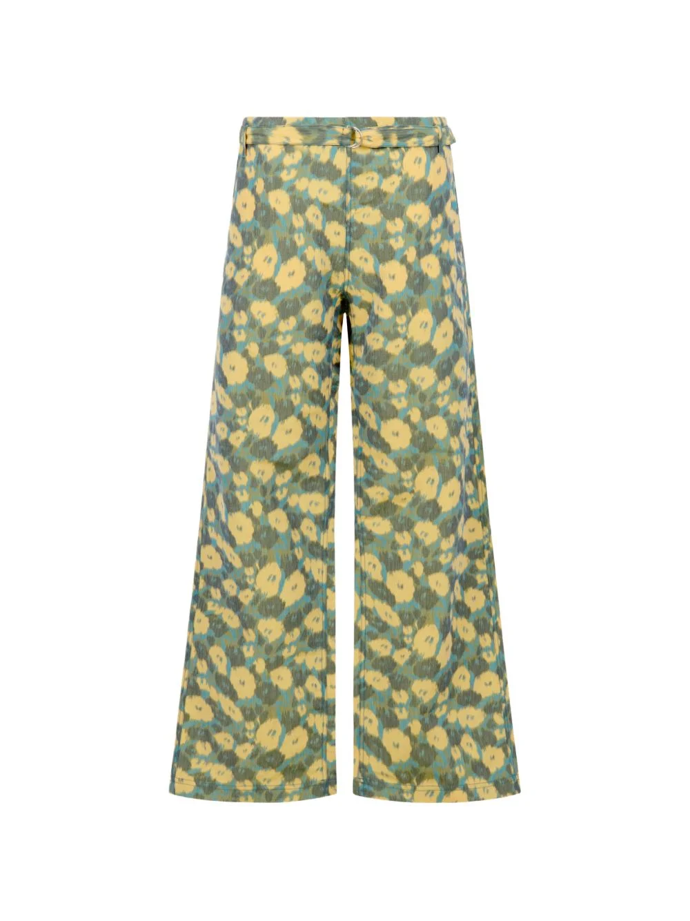 floral d-ring belt trousers - 1