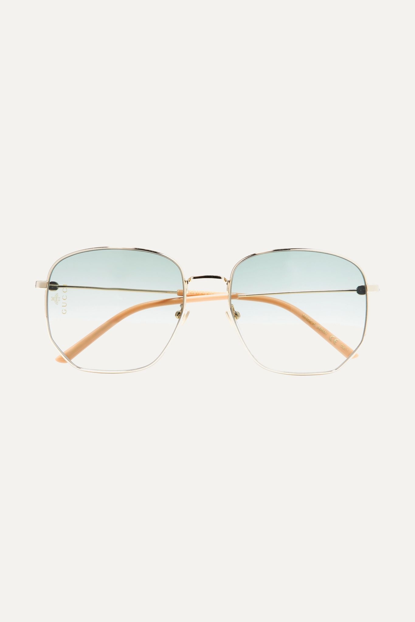 Hexagon-frame gold-tone and acetate sunglasses - 1