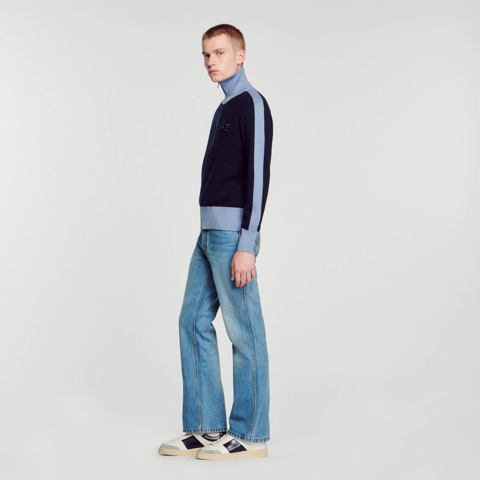 TWO-TONE KNIT CARDIGAN - 7