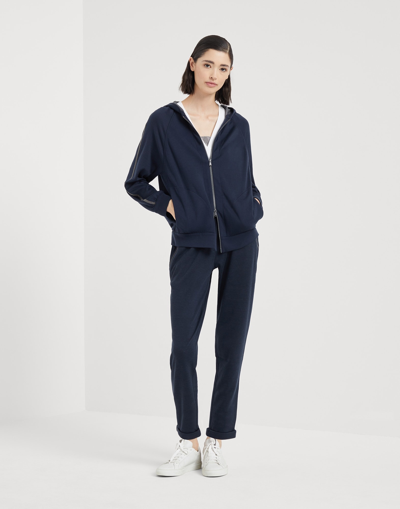 Cotton and silk interlock trousers with shiny pocket detail - 4