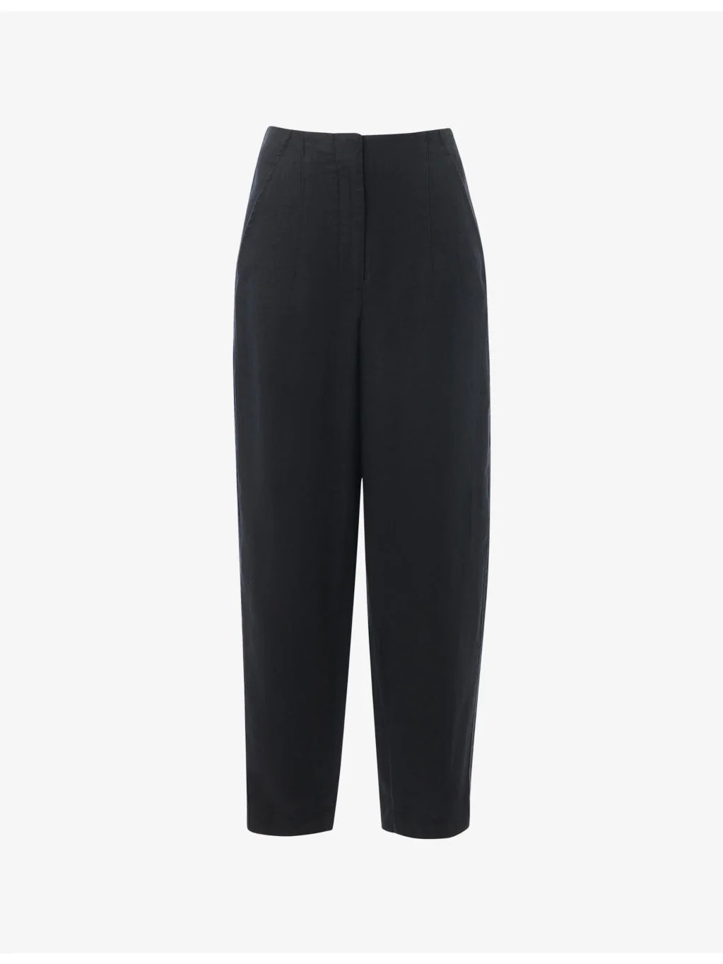 Barrel-Leg High-Rise Linen Trousers - 1