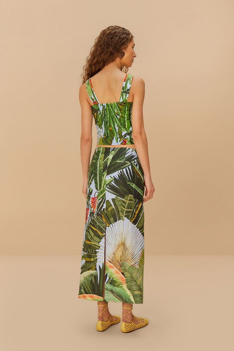 Blue Amazonia Forest Euroflax™ Premium Linen Maxi Skirt 4